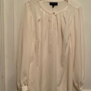 Lane Bryant Blouse/Tunic/Peasant White with Raised Gold Dots size 16